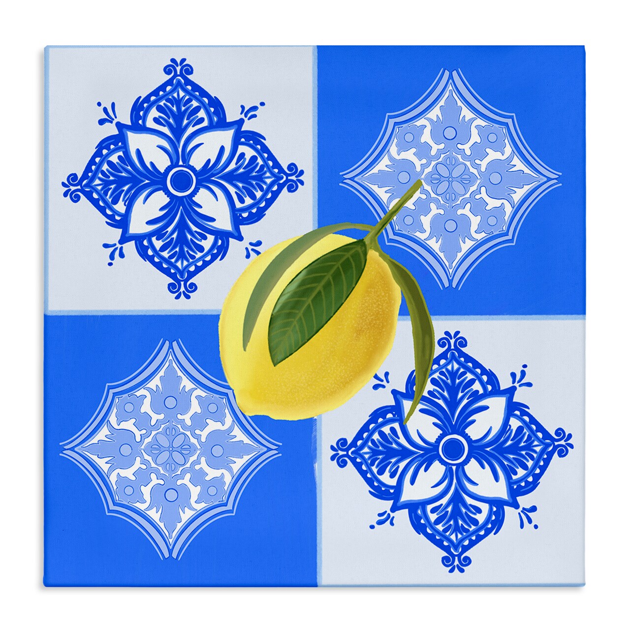 Stupell Industries Lemon over Geometric Tiles Canvas Design by Ashley Singleton
